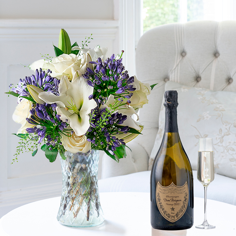 Flower Gift Set Bluebelle & Dom Perignon - Next Day Flower & Gift Delivery UK - Appleyard London
