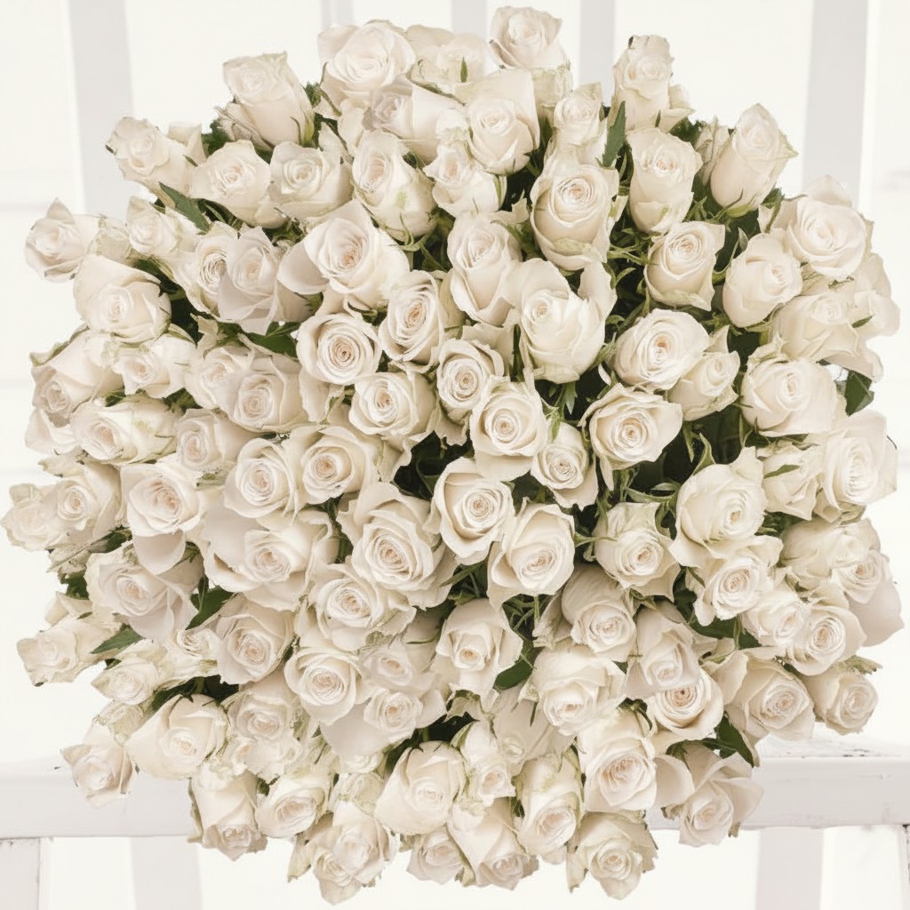 100 White Roses - Flower Bouquet - Next Day Flower Delivery UK - Appleyard London