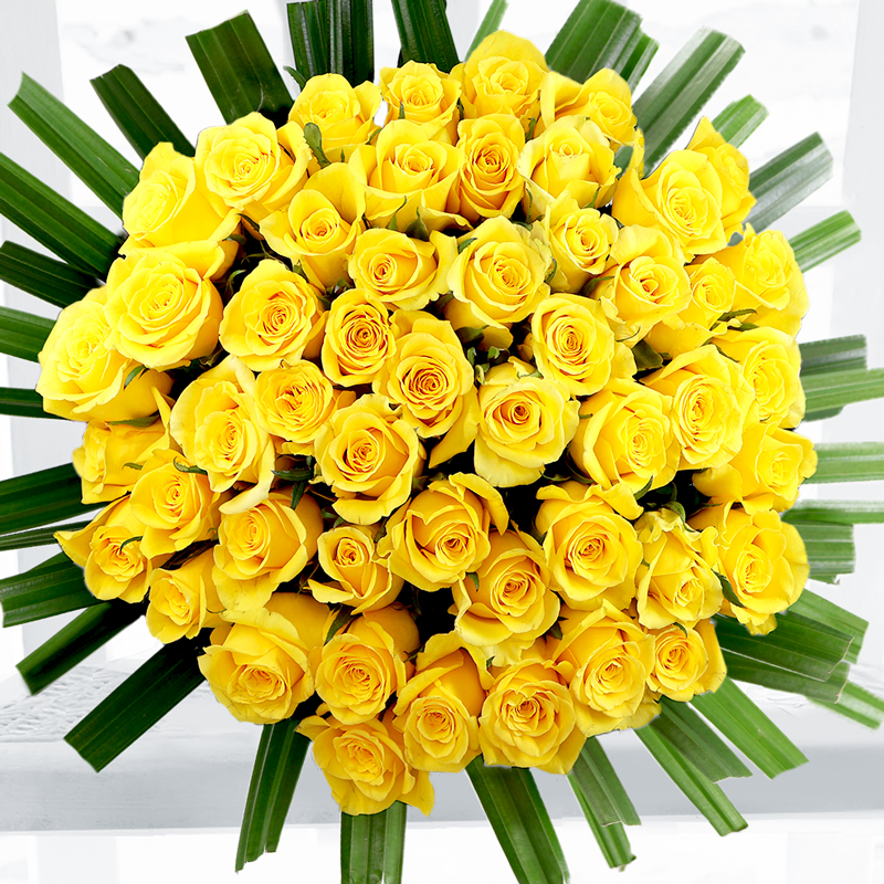 50 Sunshine Roses - Yellow - Flower Bouquet - Next Day Flower Delivery UK - Appleyard London