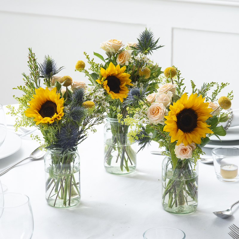 Radiant Jars Table Centre - Peach - Wedding Flower Bouquet - Last Minute Wedding Flowers Delivery UK - Appleyard London