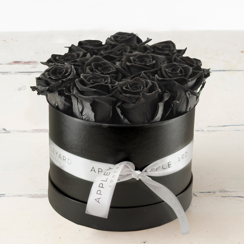 Forever Black Rose Hatbox - Preserved Roses - Flower Bouquet - Next Day Flower Delivery UK - Appleyard London