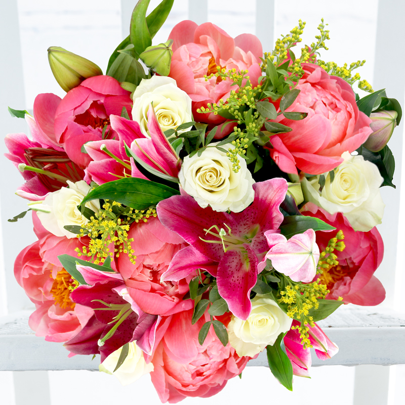 Pink Peony, Rose & Lily - Pink - Eucalyptus & Lilies - Flower Bouquet - Next Day Flower Delivery UK - Appleyard London