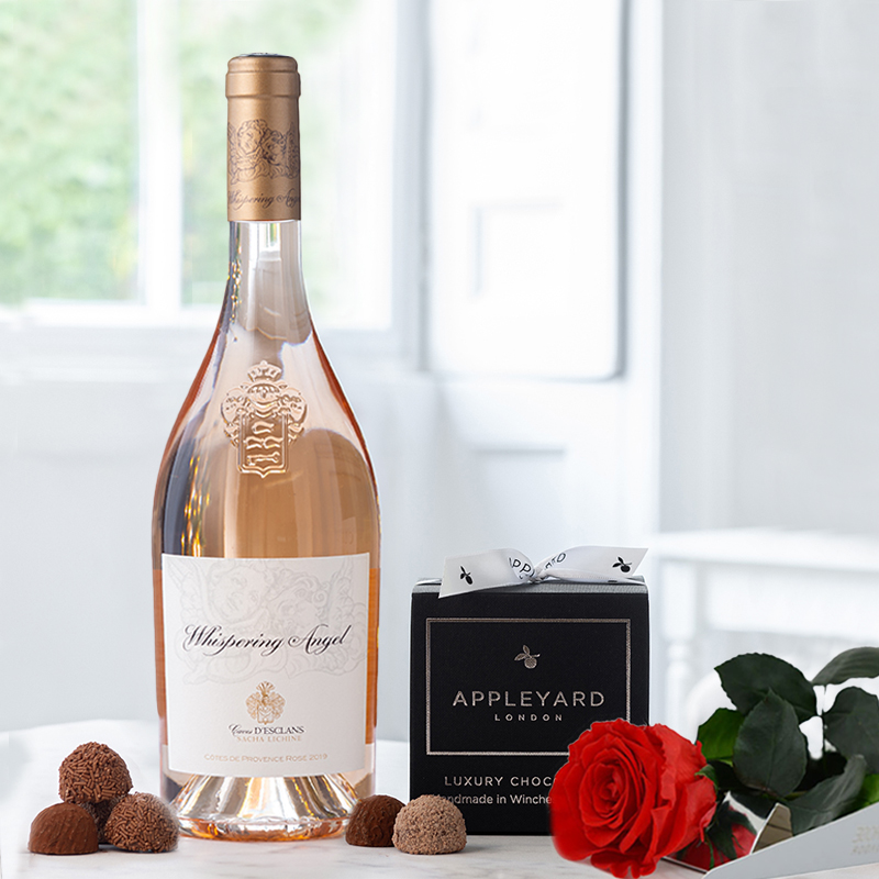 Flower Gift Set - Preserved Rose, Whispering Angel & 12 Mixed Truffles - Red Roses - Next Day Flower & Gift Delivery UK - Appleyard London