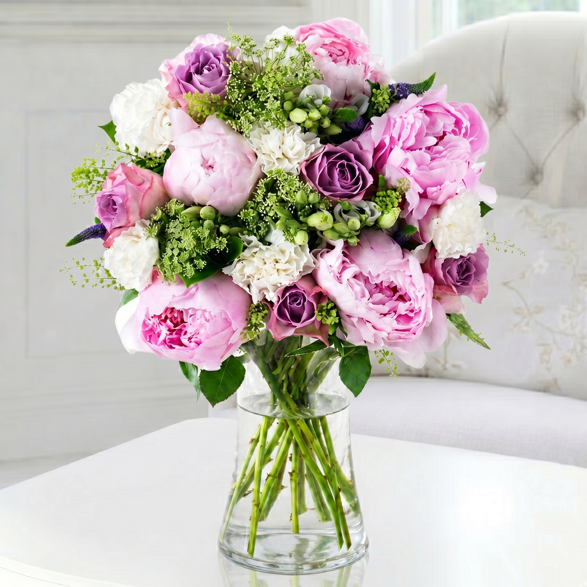 Pink Peony & Rose Bouquet – Luxury Fresh Peonies - Next Day Flower Delivery UK - Appleyard London