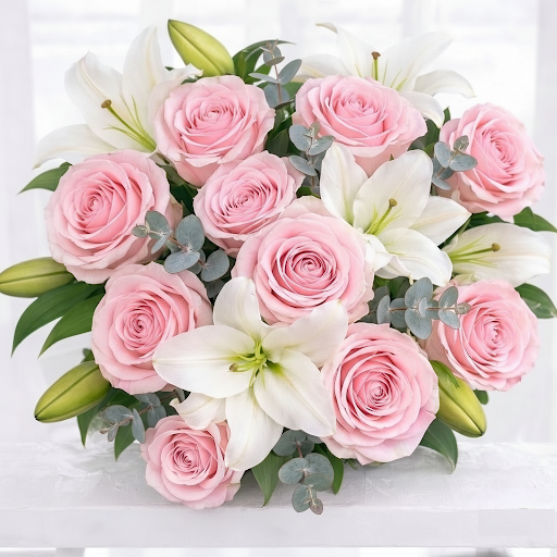 Large Luxury Flower Bouquet - Rose & Lily - Pink - Eucalyptus & Lilies - Next Day Flower Delivery UK - Appleyard London