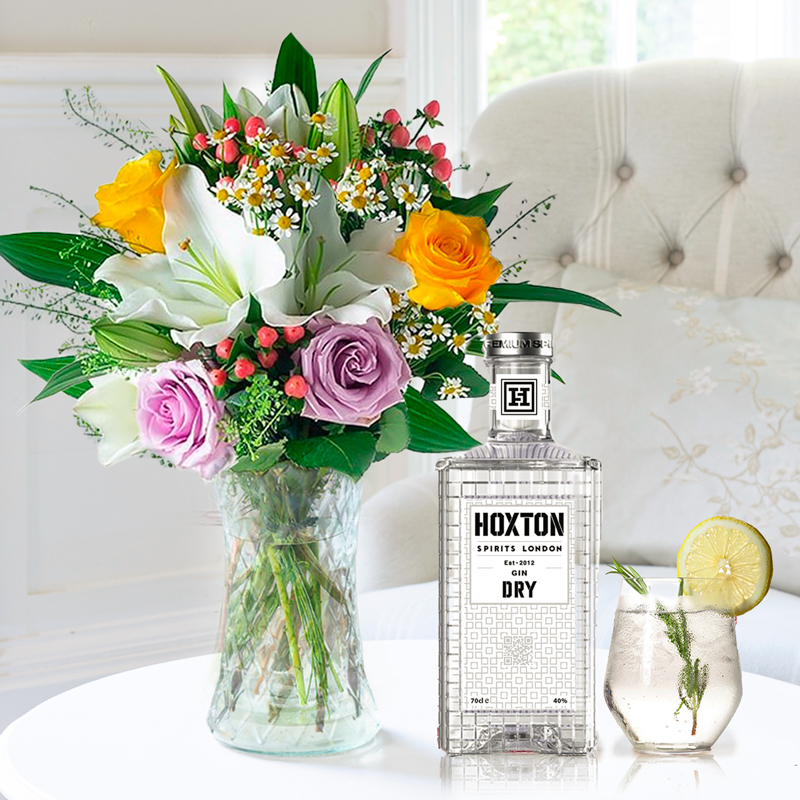Flower Gift Set Glaze & Hoxton Dry Gin - White - Next Day Flower & Gift Delivery UK - Appleyard London
