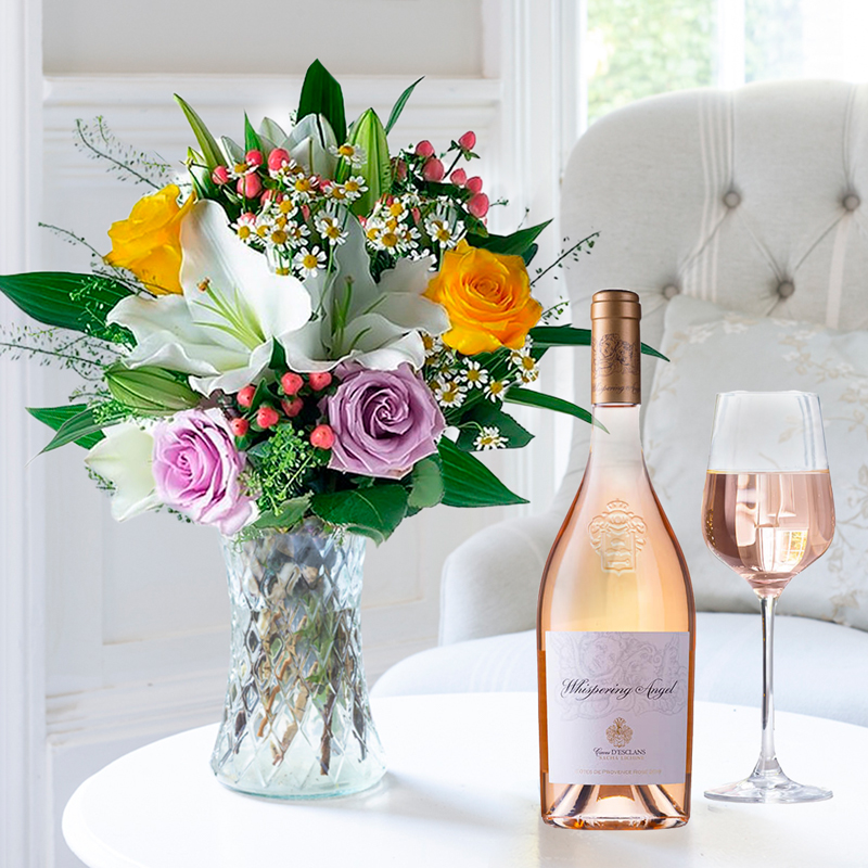 Flower Gift Set - Glaze & Whispering Angel - White - Hypericum Berry & Oriental Lilies - Next Day Flower & Gift Delivery UK - Appleyard London