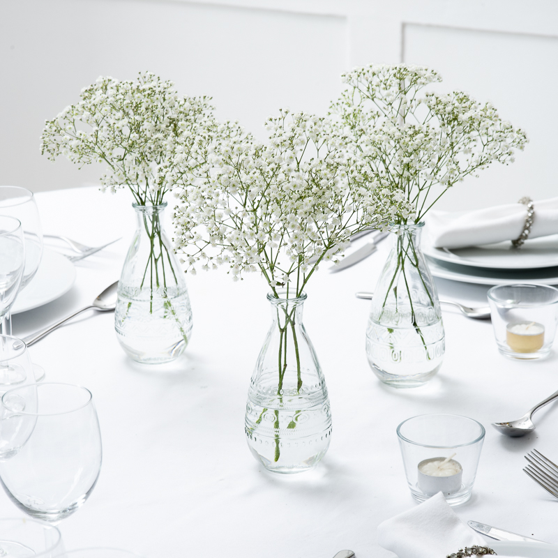 Gypsophila Jars Table Centre - White - Wedding Flower Bouquet - Last Minute Wedding Flowers Delivery UK - Appleyard London