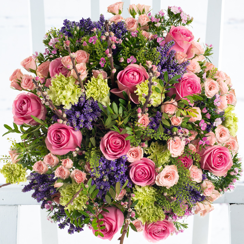 English Garden - Pink - Roses & Carnations - Flower Bouquet - Next Day Flower Delivery UK - Appleyard London
