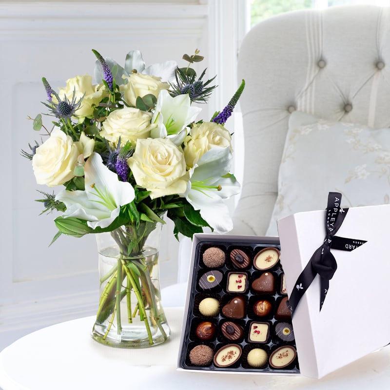 Flower Gift Set Lunar & 25 Appleyard Truffles - Blue - Next Day Flower & Gift Delivery UK - Appleyard London