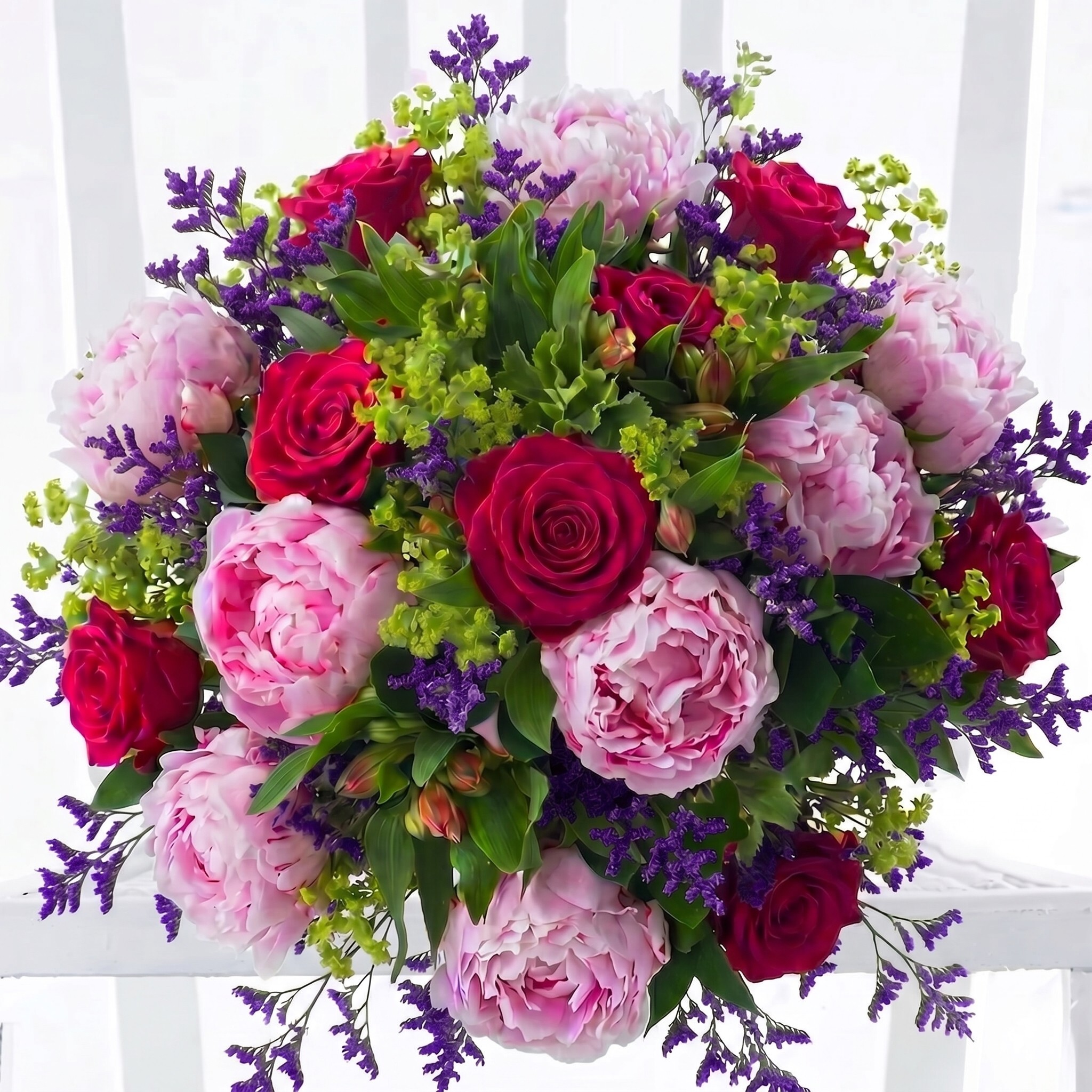 Luxury Pomegranate Rose & Pink Peony - Pink - Alstroemeria & Bupleurum - Peony Bouquet - Next Day Flower Delivery UK - Appleyard London