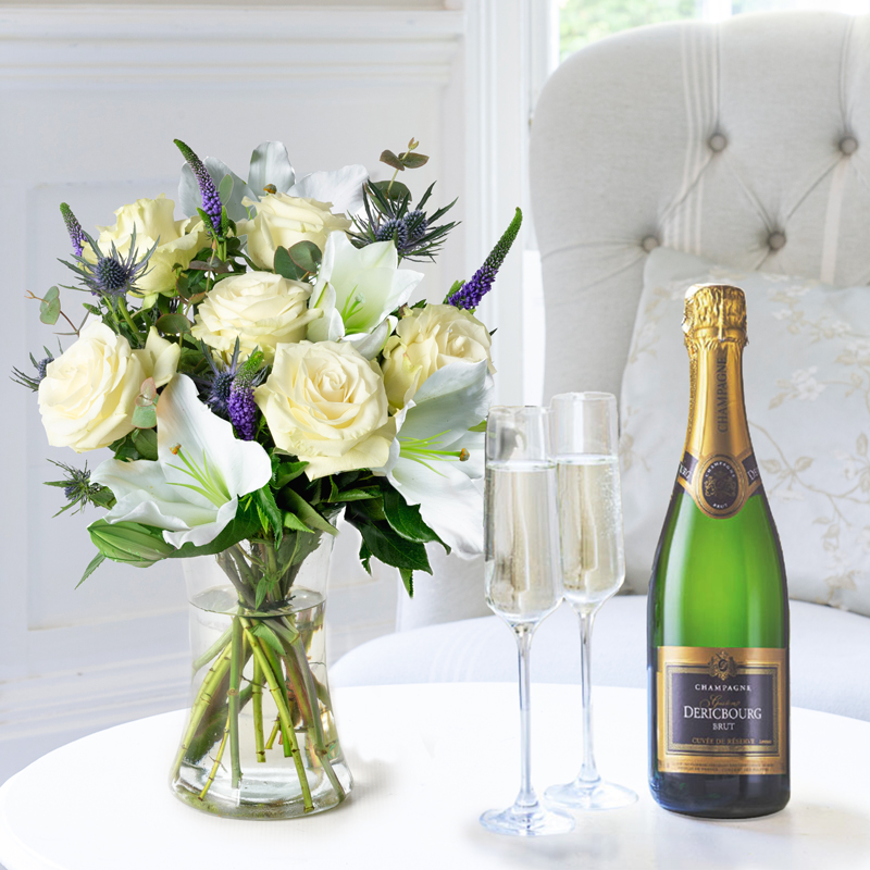 Flower Gift Set - Lunar & Champagne Dericbourg - Chrysanthemum & Hypericum Berry - Next Day Flower & Gift Delivery UK - Appleyard London