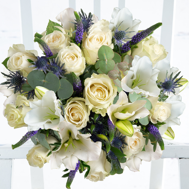 Large Luxury Flower Bouquet - Cloud Nine - Blue - Eryngium & Eucalyptus - Next Day Flower Delivery UK - Appleyard London