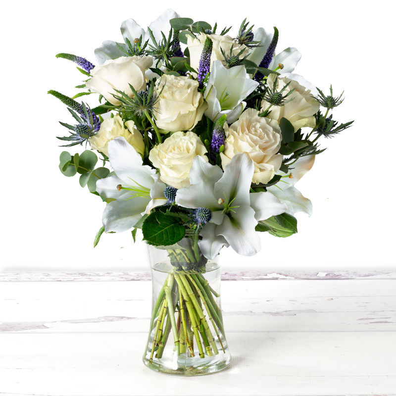Lunar - Blue - Roses & Lilies - Flower Bouquet - Next Day Flower Delivery UK - Appleyard London