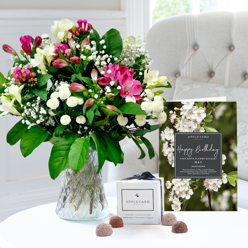 Birthday Flower Gift Set - May Birthday Giftset - Pink - Agapanthus - Next Day Flower & Gift Delivery UK - Appleyard London