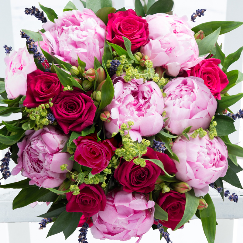 Pomegranate Rose & Pink Peony Grande - Pink - Alstroemeria & Bupleurum - Flower Bouquet - Next Day Flower Delivery UK - Appleyard London