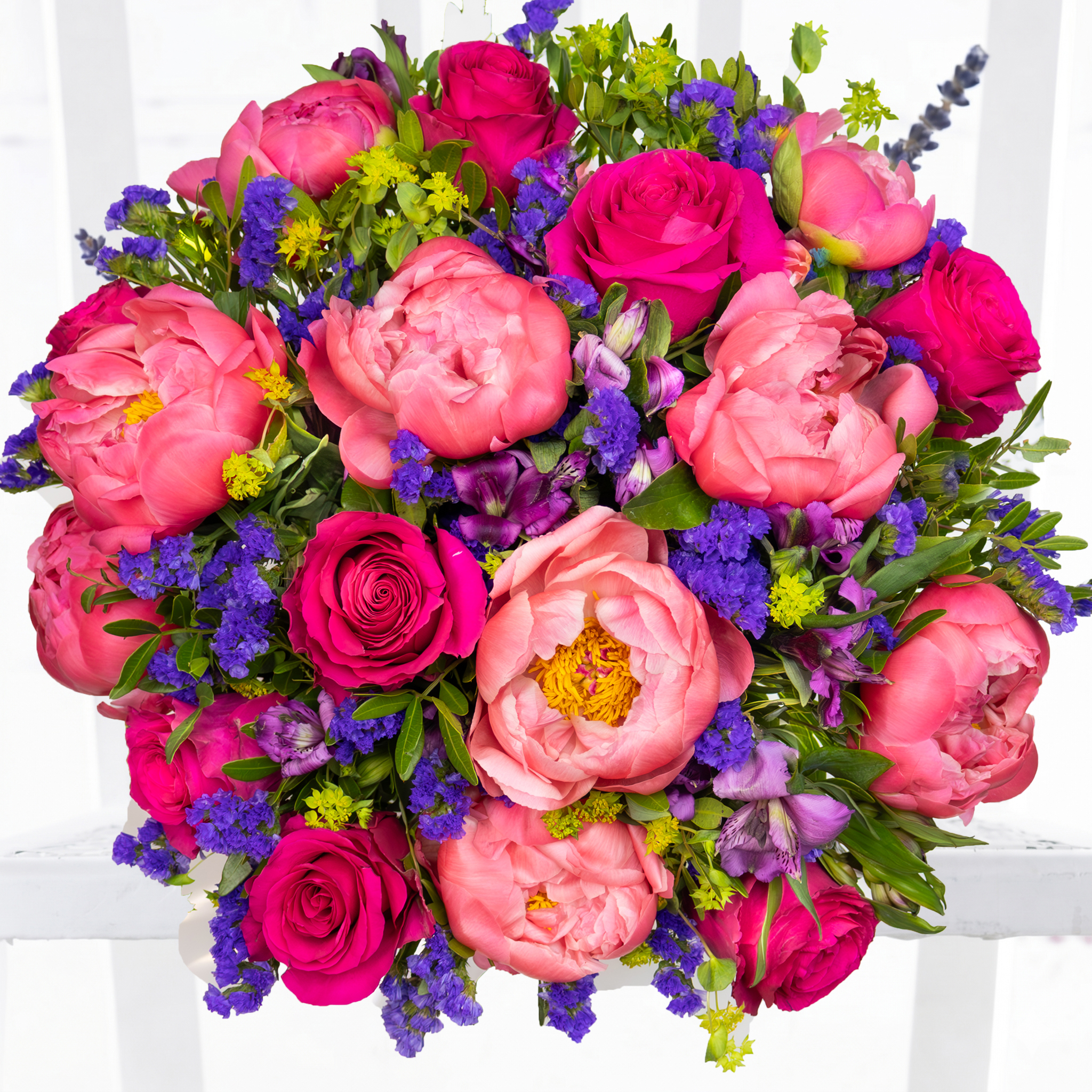 Pomegranate Rose & Pink Peony Grande - Pink - Alstroemeria & Bupleurum - Flower Bouquet - Next Day Flower Delivery UK - Appleyard London