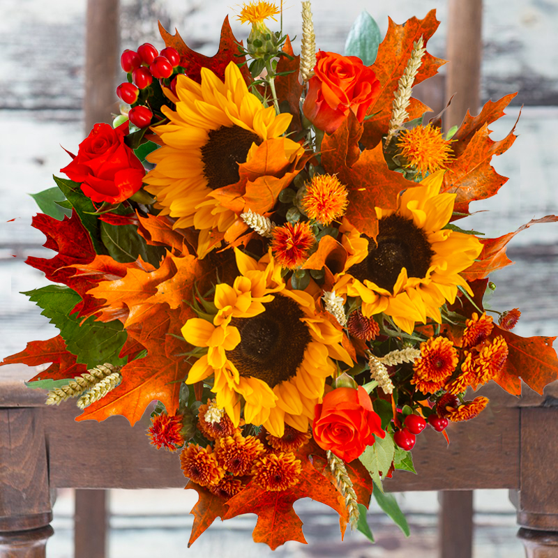 Flower Gift Set - Pumpkin Pie & Dom Perignon - Orange - Chrysanthemum & Roses - Next Day Flower & Gift Delivery UK - Appleyard London