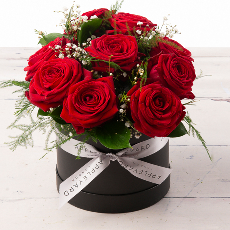 Red Rose Hatbox - Roses - Flower Bouquet - Next Day Flower Delivery UK - Appleyard London