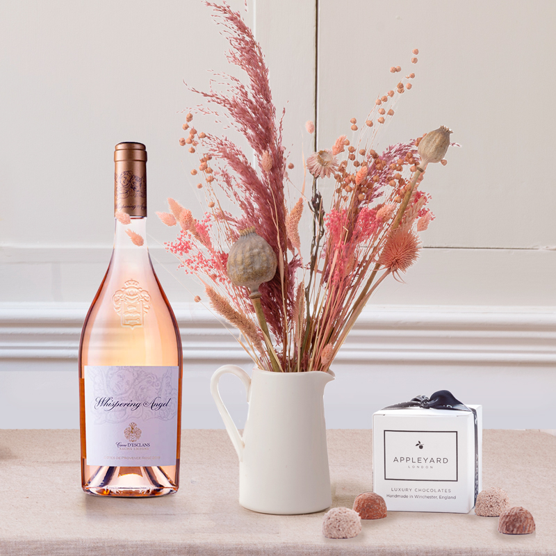 Flower Gift Set Rose Gold, Whispering Angel & 6 Mixed Truffles - Next Day Flower & Gift Delivery UK - Appleyard London