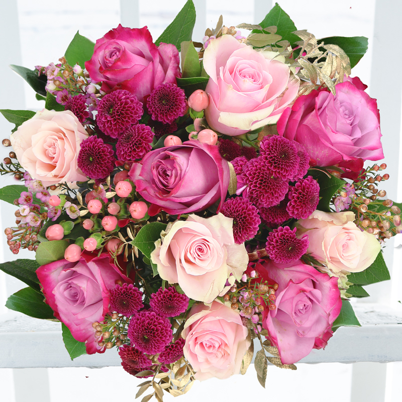 Pink & Lilac Rose Bouquet - Pink - Roses & Chrysanthemum - Flower Bouquet - Next Day Flower Delivery UK - Appleyard London