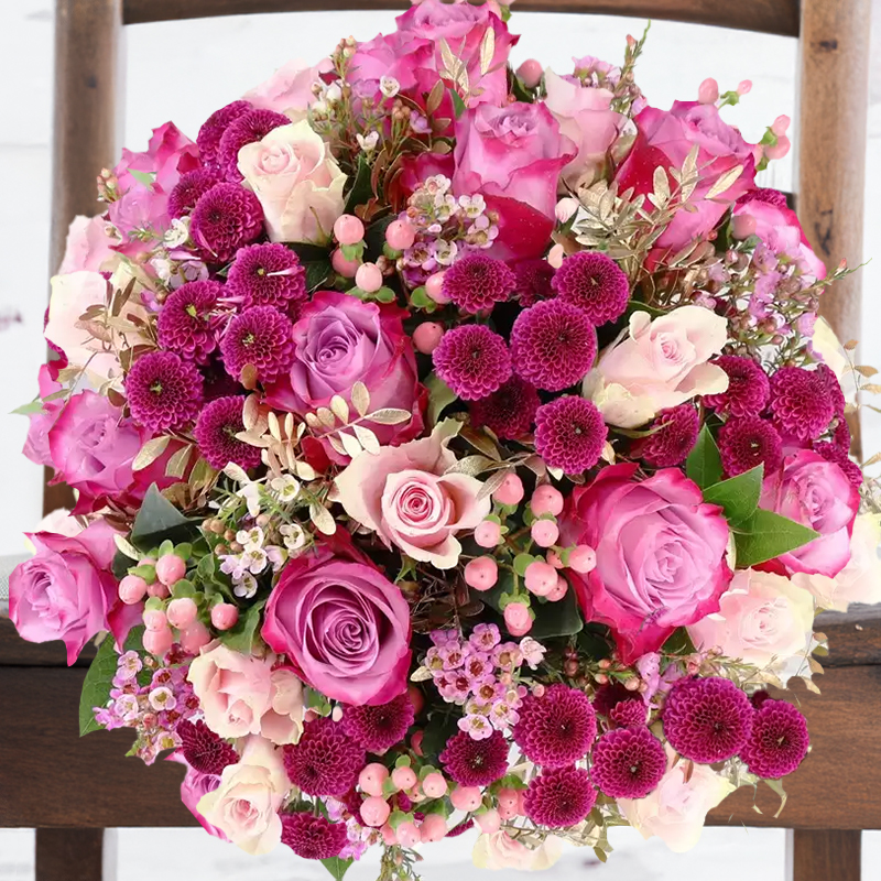 Large Luxury Flower Bouquet - Pretty In Pink - Chrysanthemum & Roses - Next Day Flower Delivery UK - Appleyard London