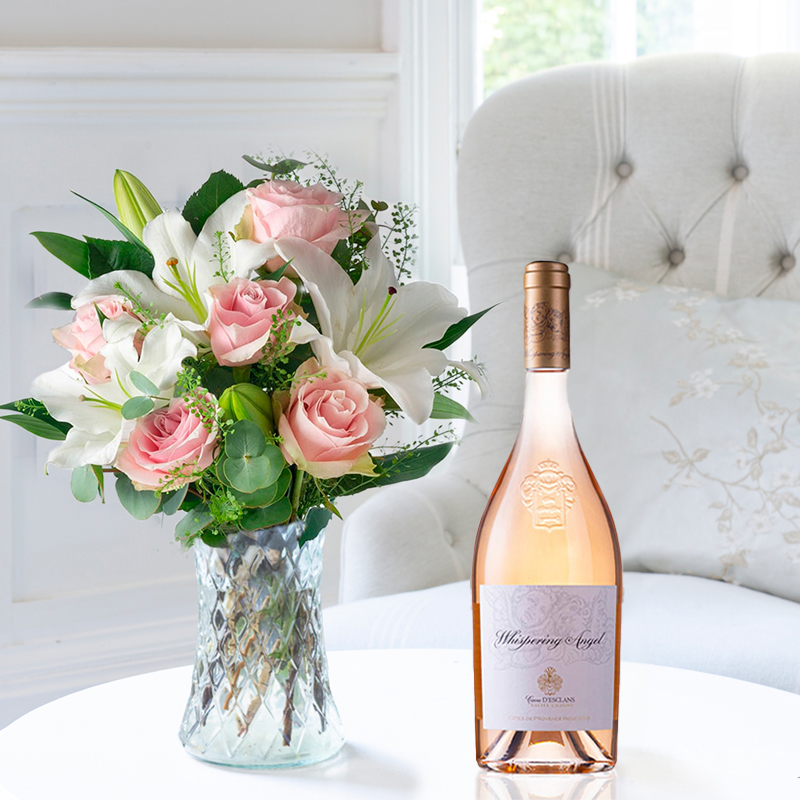 Flower Gift Set - Simply Pink Rose & Lily & Whispering Angel - Roses & Lilies - Next Day Flower & Gift Delivery UK - Appleyard London