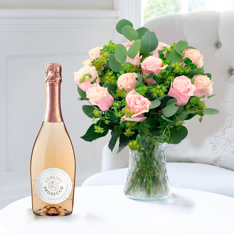 Flower Gift Set - Luxury Pink Roses & Prosecco Rosé - Next Day Flower & Gift Delivery UK - Appleyard London