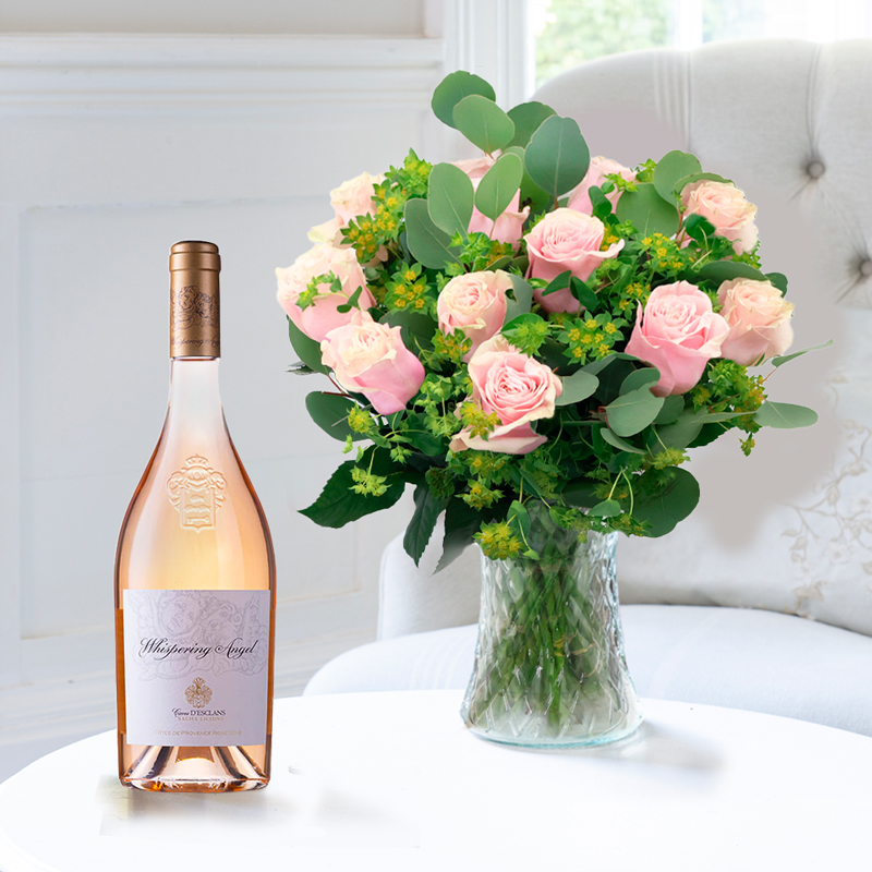 Flower Gift Set - Luxury Pink Roses & Whispering Angel - Next Day Flower & Gift Delivery UK - Appleyard London