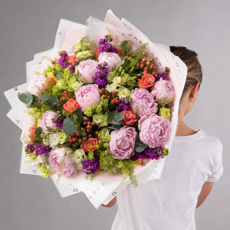 The Westminster - Pink - Lisianthus & Peonies - Flower Luxury Bouquet - Next Day Flower Delivery UK - Appleyard London