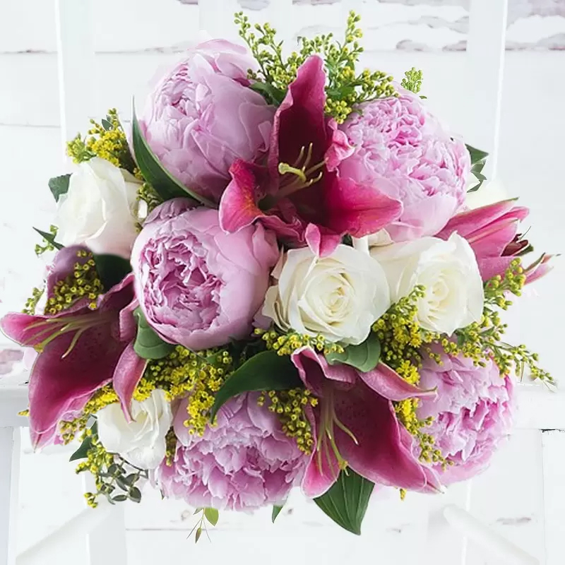 Pink Peony, Rose & Lily - Pink - Eucalyptus & Lilies - Flower Bouquet - Next Day Flower Delivery UK - Appleyard London