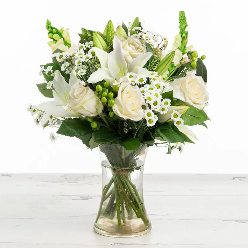 Simply White Rose And Lily - Lilies & Roses - Flower Bouquet - Next Day Flower Delivery UK - Appleyard London