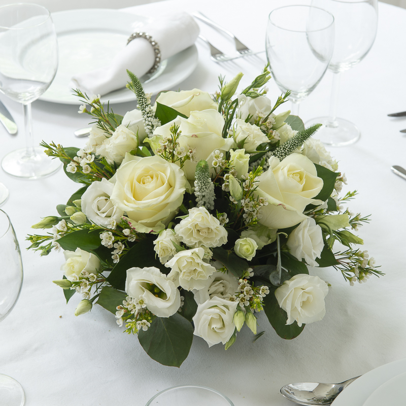 Cherish Posy Table Centre - White - Wedding Flower Bouquet - Last Minute Wedding Flowers Delivery UK - Appleyard London