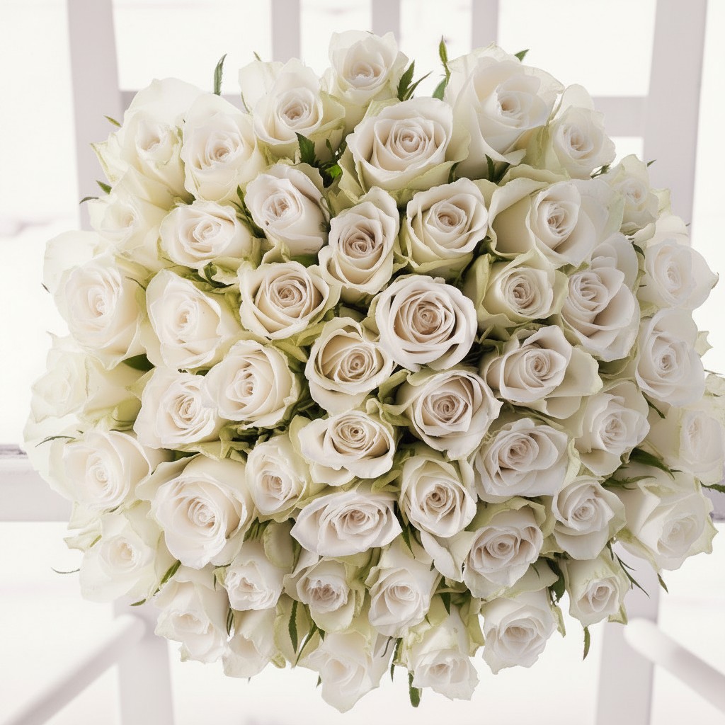 50 Luxury White Roses - Flower Bouquet - Next Day Flower Delivery UK - Appleyard London