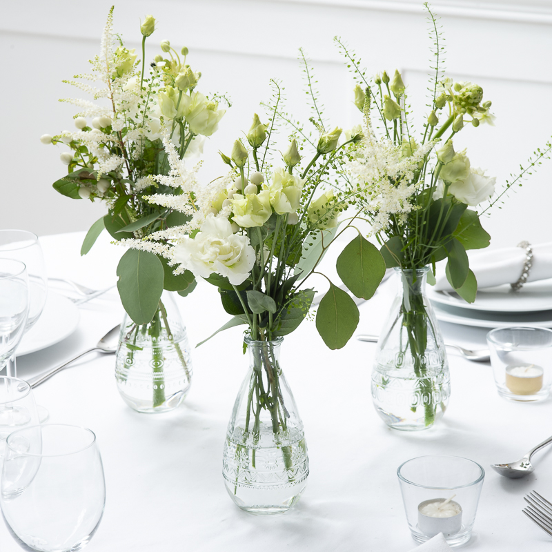 Wild & Whimsy Bud Vases Table Centre - White - Wedding Flower Bouquet - Last Minute Wedding Flowers Delivery UK - Appleyard London