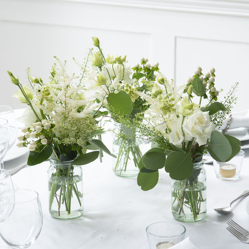 Wild & Whimsy Jars Table Centre - Wedding Flower Bouquet - Last Minute Wedding Flowers Delivery UK - Appleyard London
