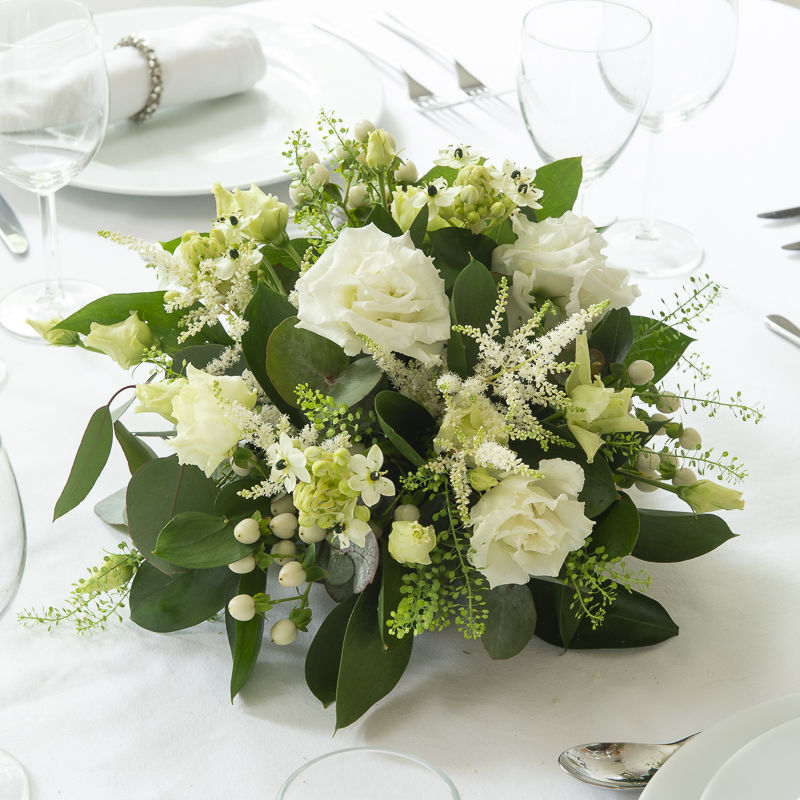 Wild & Whimsy Posy Table Centre - White - Wedding Flower Bouquet - Last Minute Wedding Flowers Delivery UK - Appleyard London