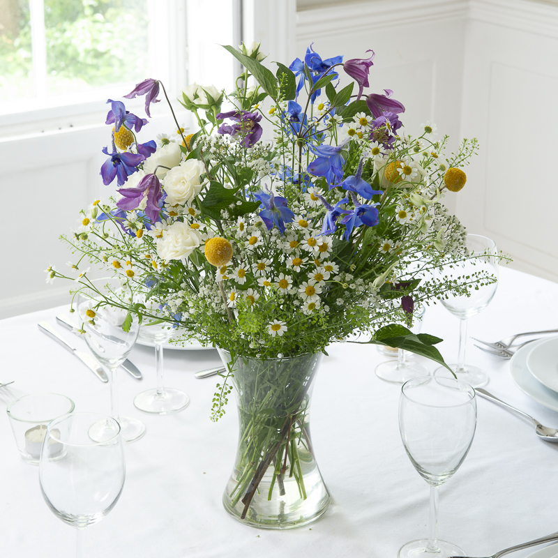 Wild Meadow Vase Table Centre - White - Wedding Flower Bouquet - Last Minute Wedding Flowers Delivery UK - Appleyard London