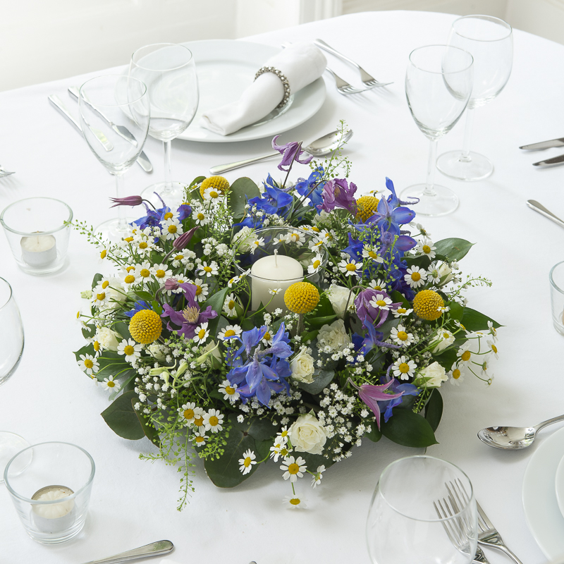 Wild Meadow Wreath Table Centre - Wedding Flower Bouquet - Last Minute Wedding Flowers Delivery UK - Appleyard London