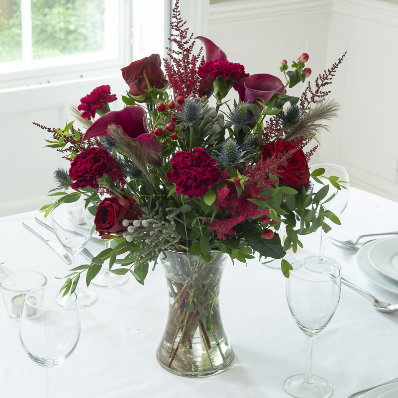 Ruby Allure Vase Table Centre - Wedding Flower Bouquet - Last Minute Wedding Flowers Delivery UK - Appleyard London
